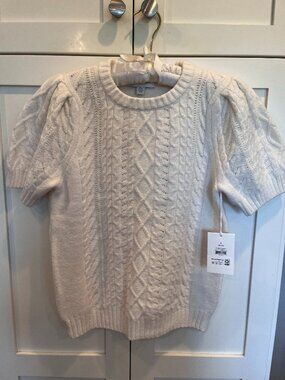 white short sleeve sweater